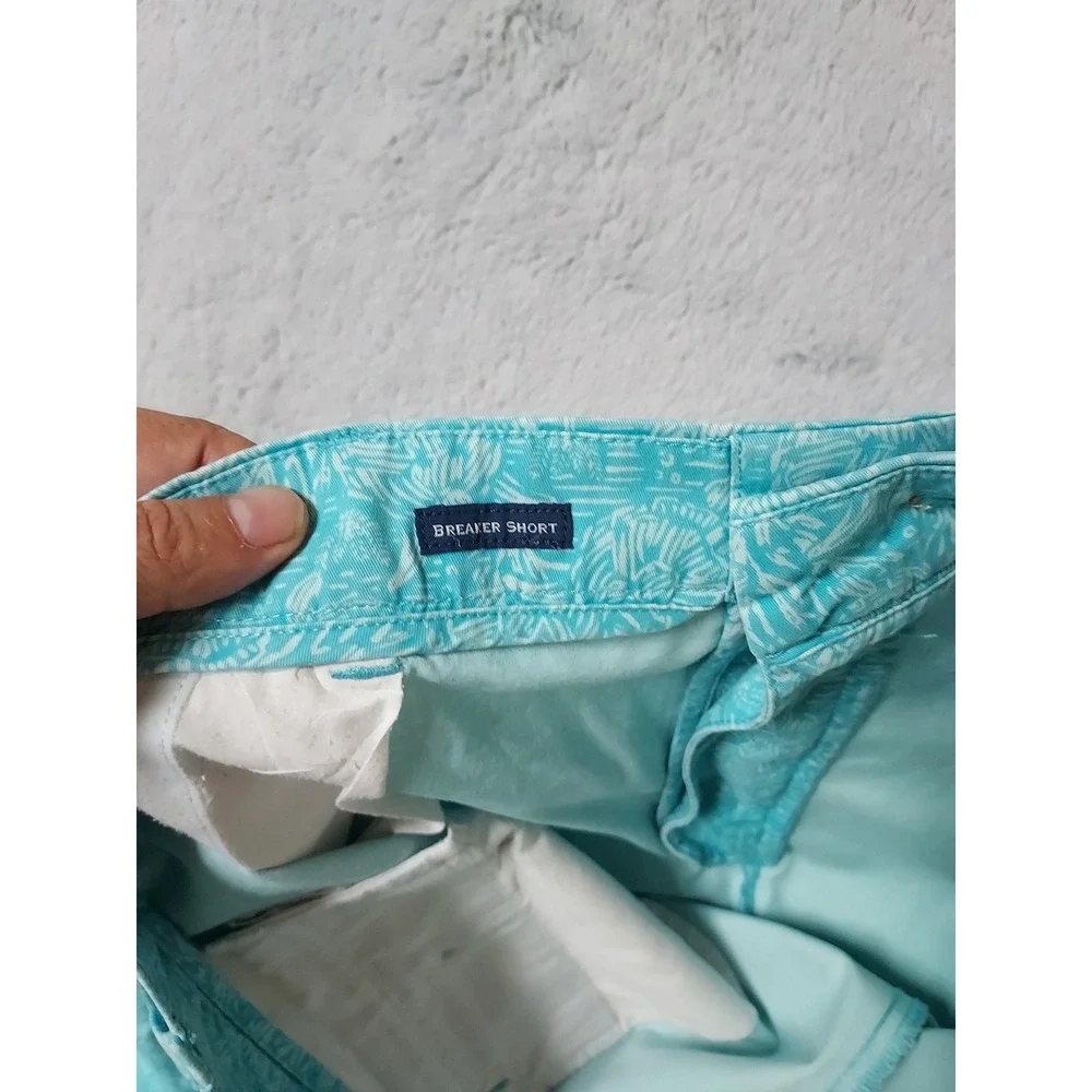 Vineyard Vines Shorts Mens 40 Breaker Short Sea Turtle Coral Print Teal Blue